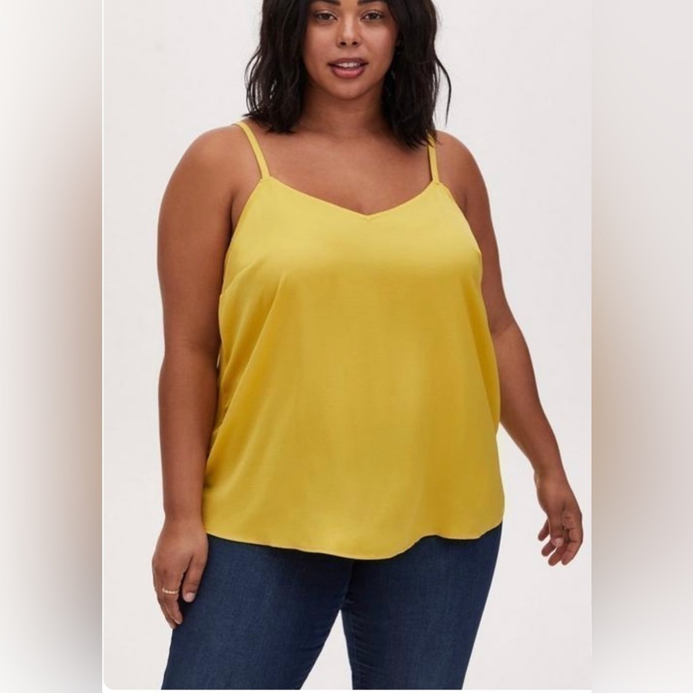 Torrid Sophie Charmeuse Swing Cami Tank Sleeveless Color: Bamboo Yellow Sz 1